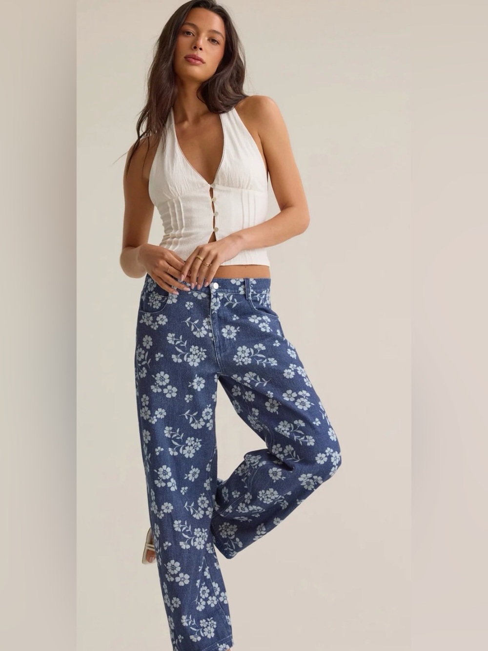 NWT Altar’D State Carrie Floral Boyfriend Jean
